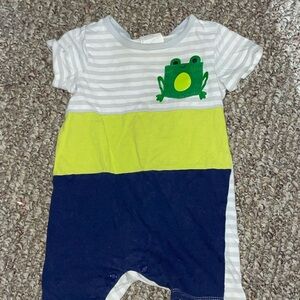 First Impressions Striped Frog Baby Romper shortall size 12 Months